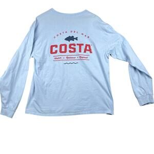 Costa Del Mar Light Blue Long Sleeve Shirt XL Fishing Graphic Casual Tee